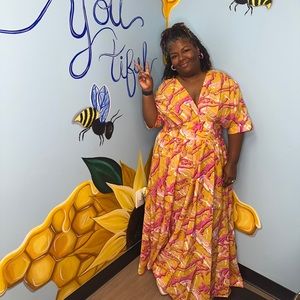 Yellow and pink dress